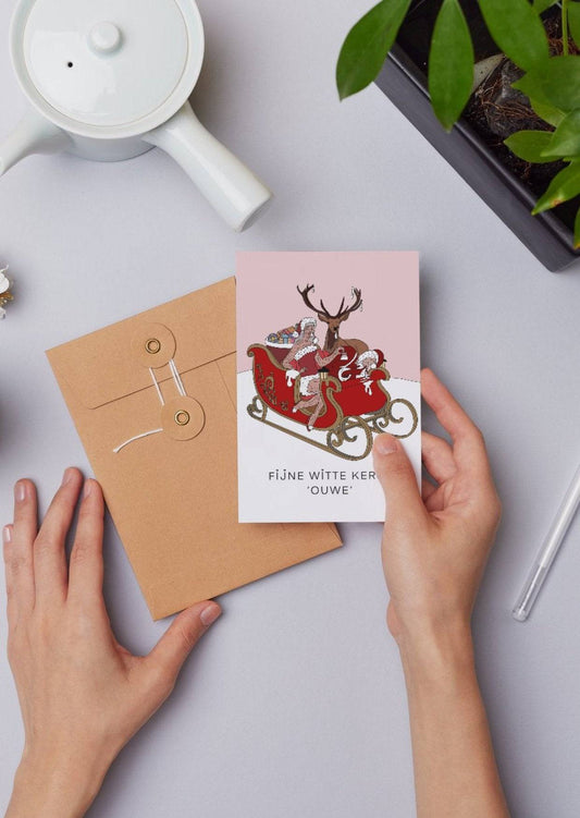 FIJNE WITTE KERST 'OUWE' - wenskaarten - NENZ