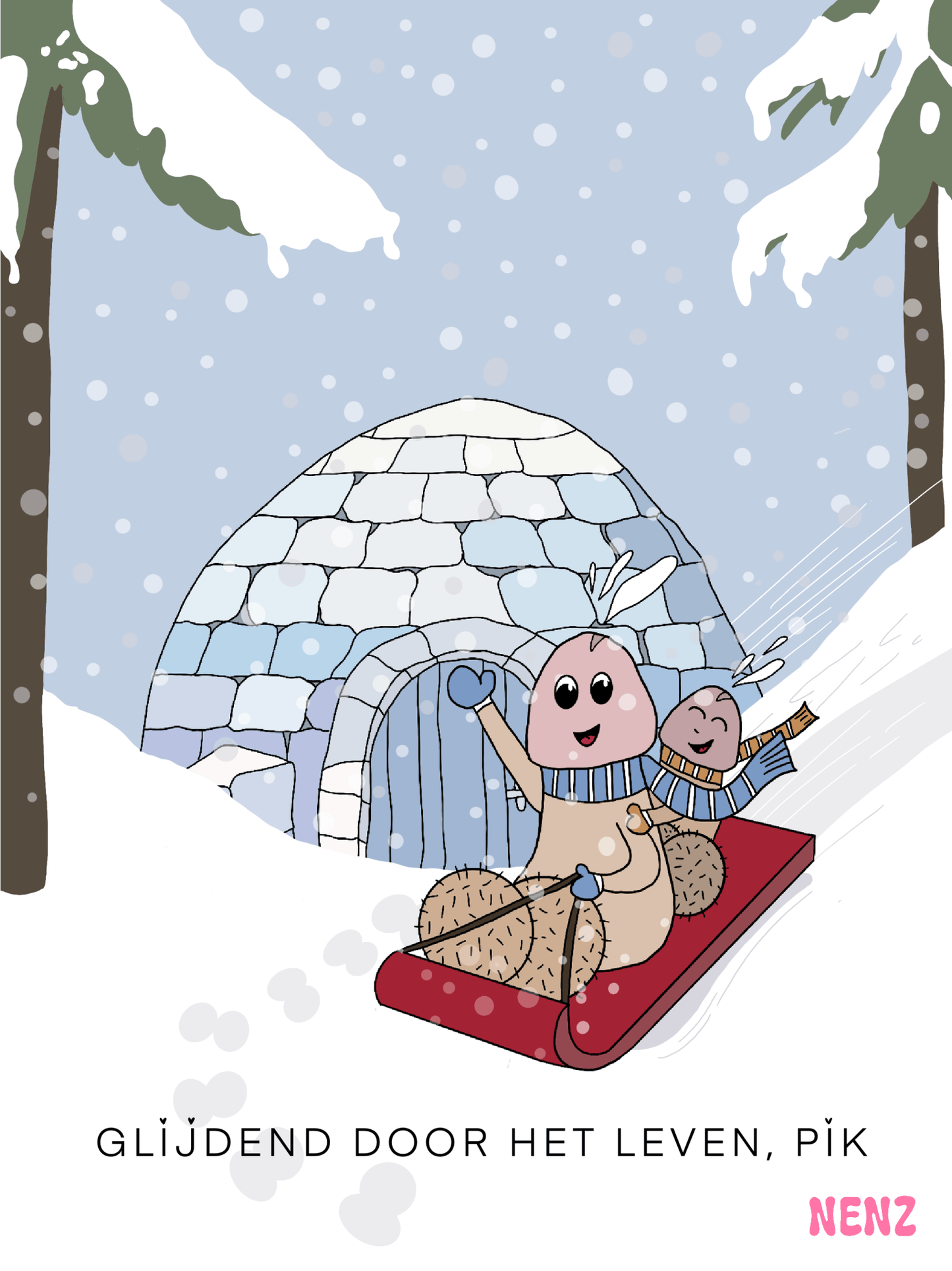 GLIJDEND DOOR HET LEVEN, PiK - wenskaarten - NENZ