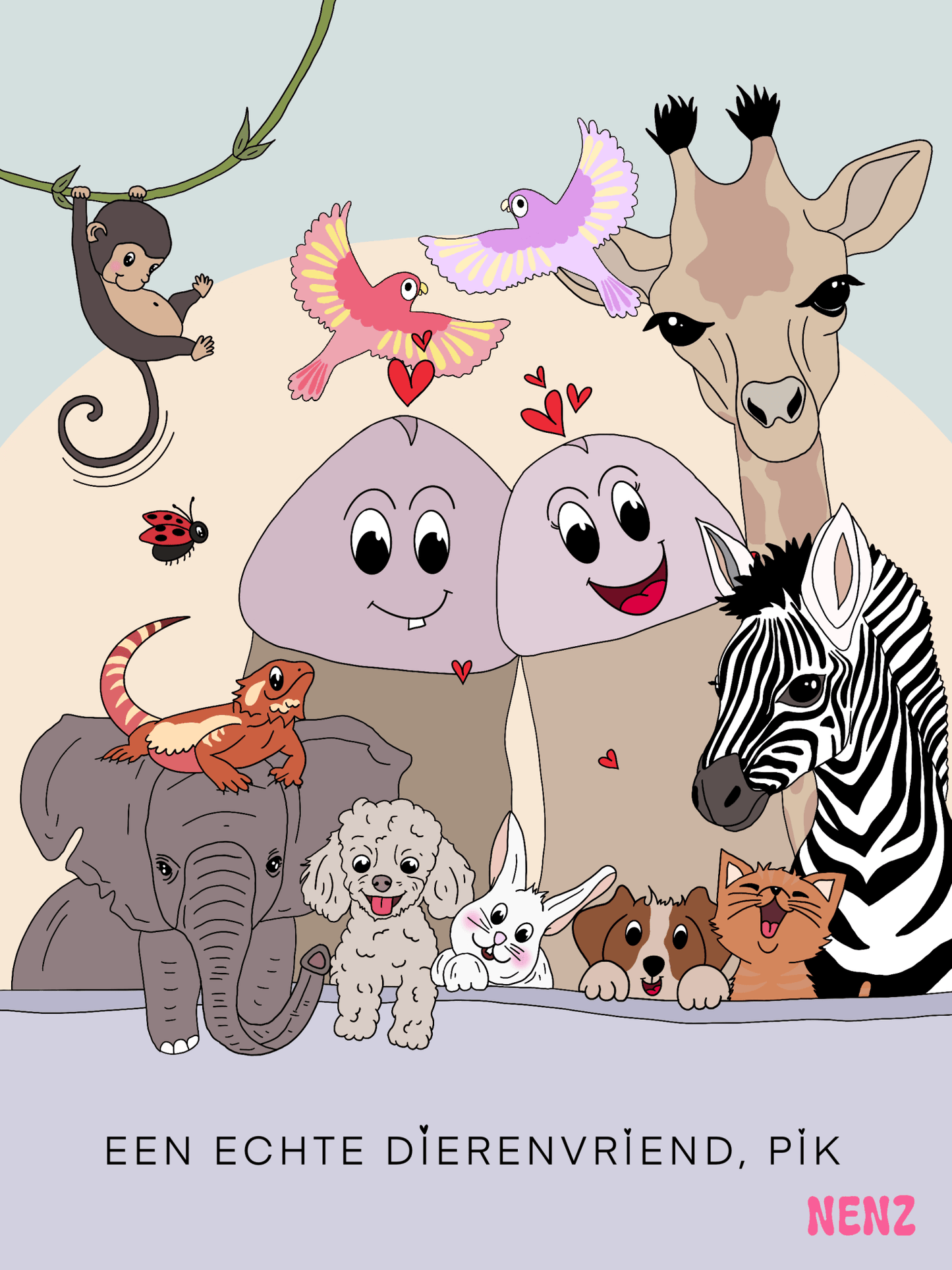 EEN ECHTE DIERENVRIEND, PiK - wenskaarten - NENZ